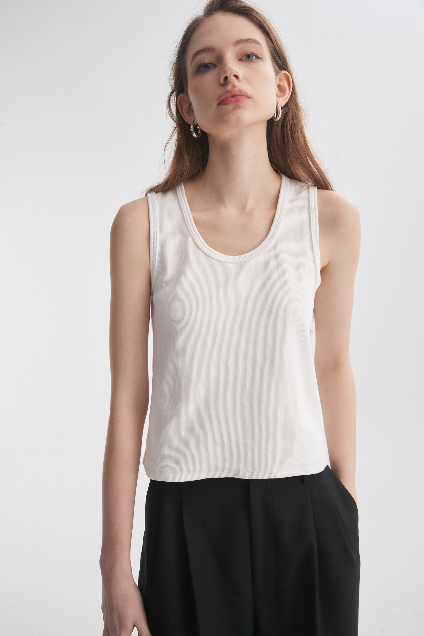 Ribbed Crewneck Tank Top