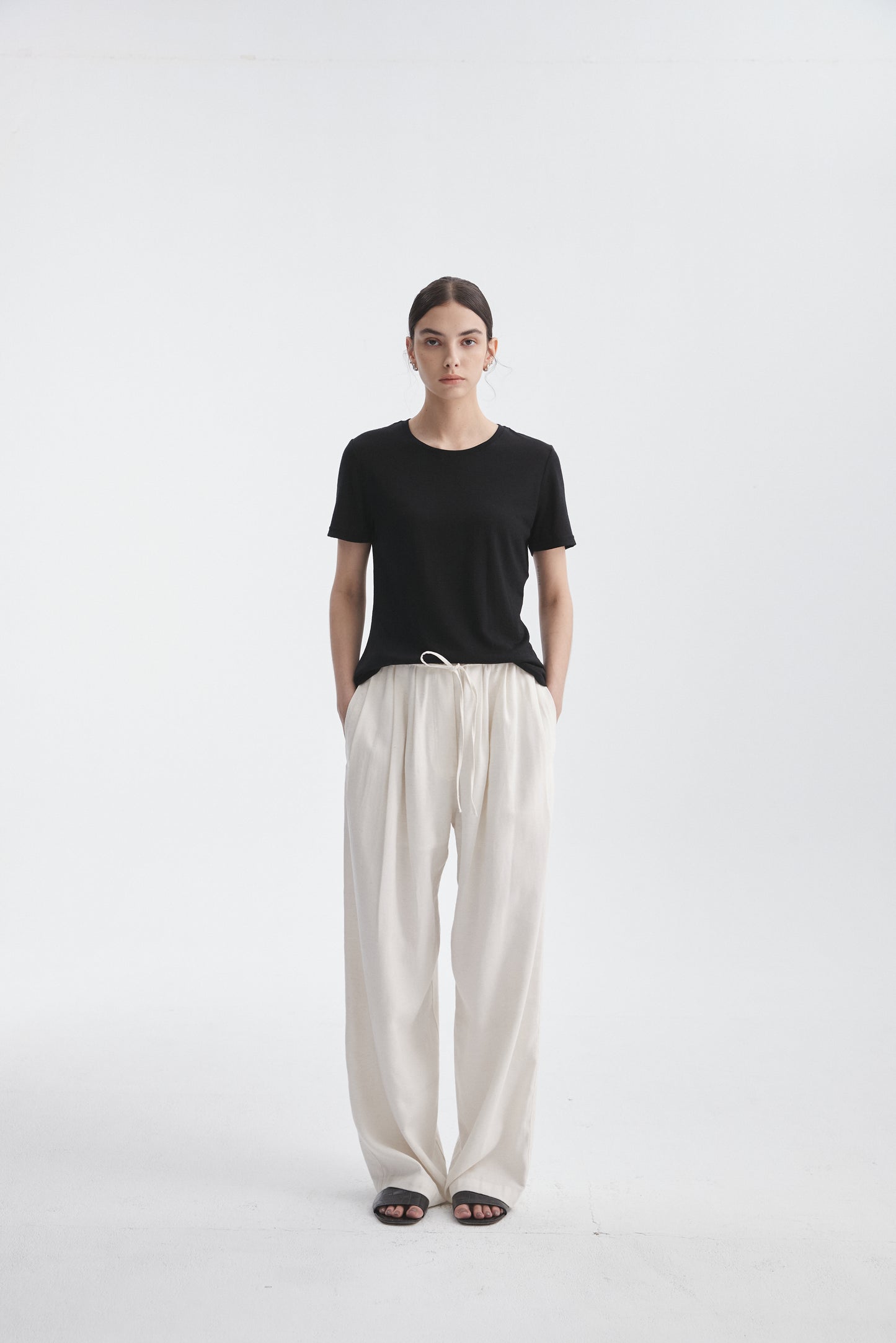 Linen-Blend Pull-On Pants