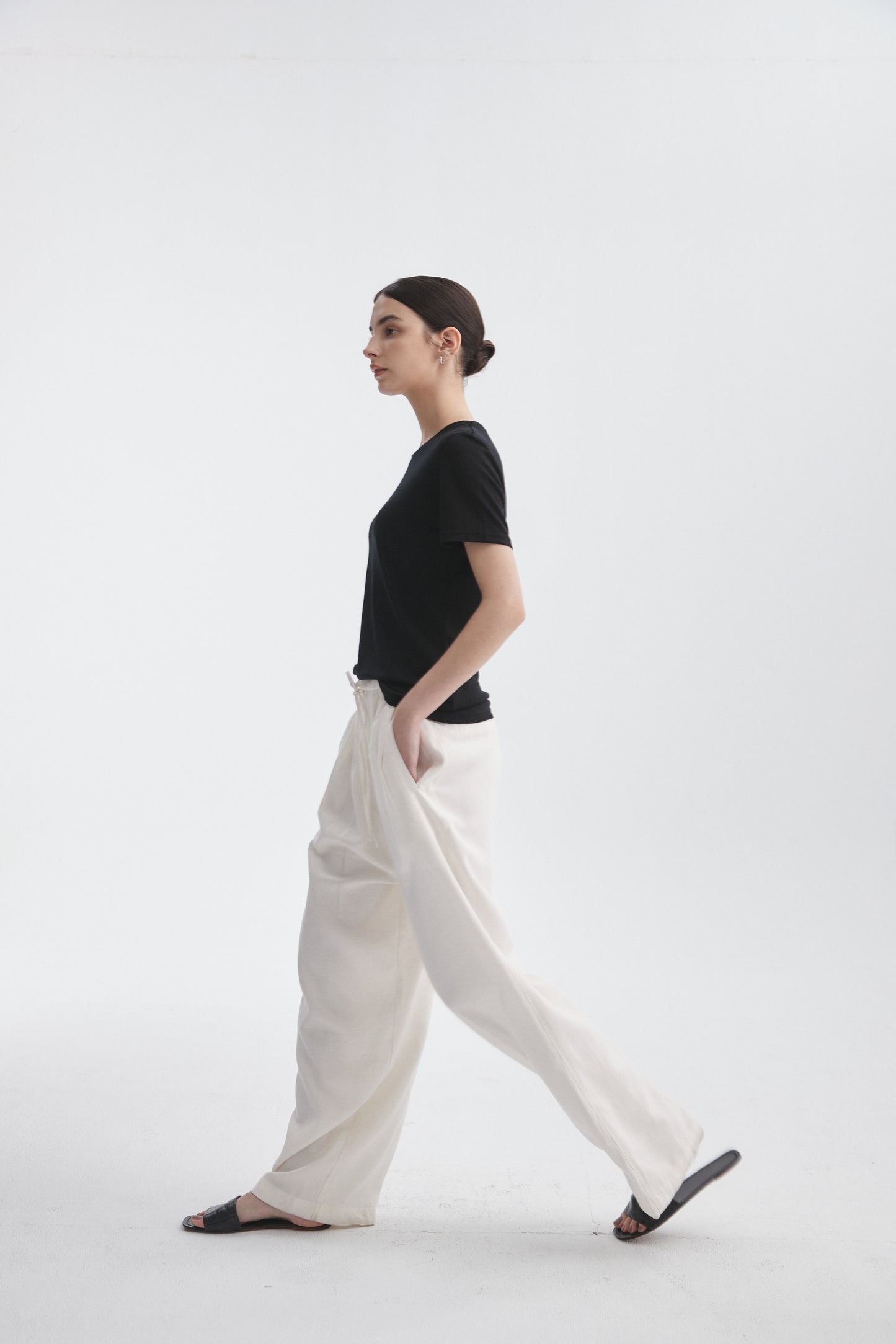Linen-Blend Pull-On Pants