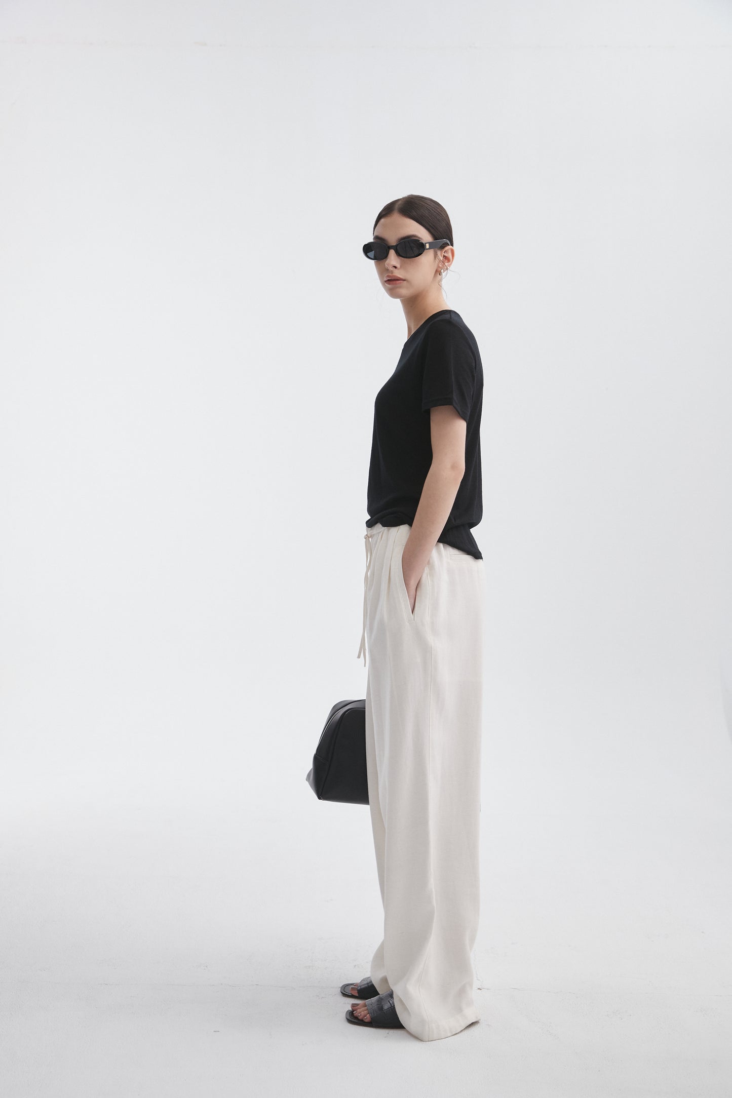 Linen-Blend Pull-On Pants