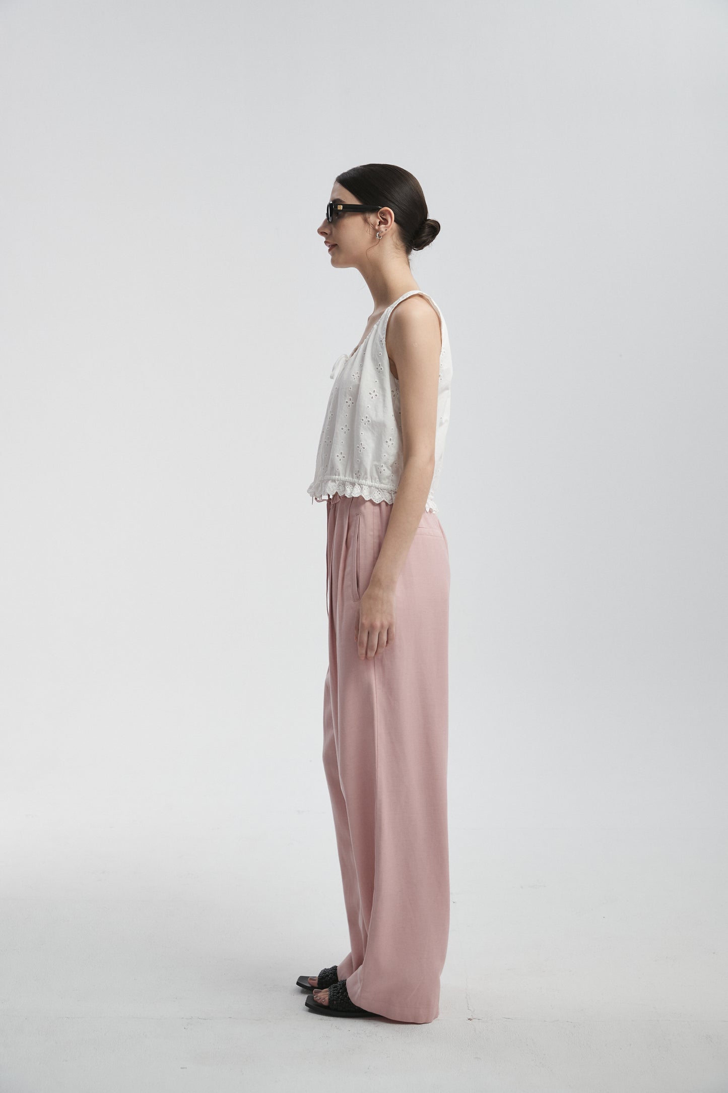 Linen-Blend Pull-On Pants