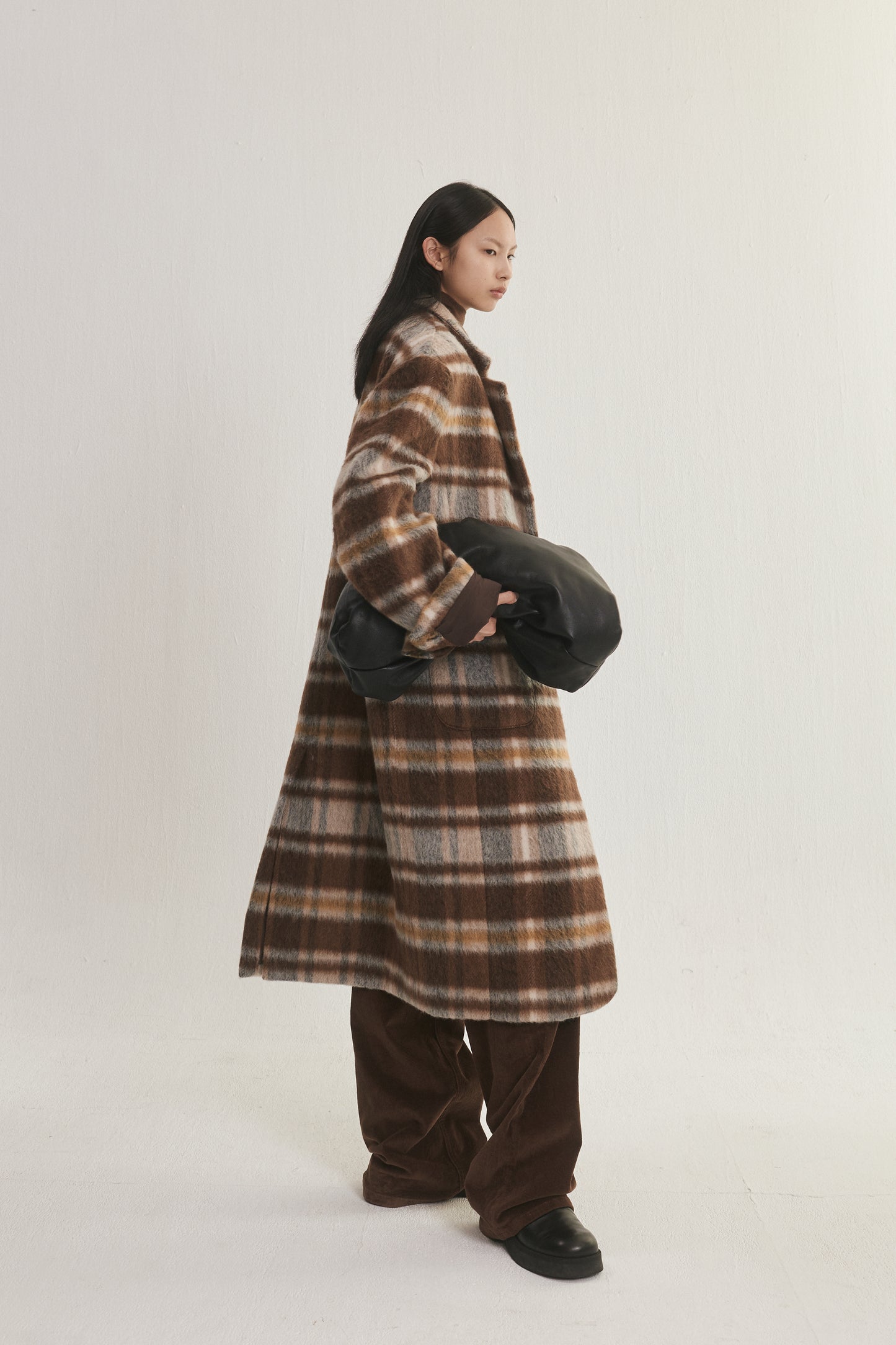 Wool-Blend Plaid Coat