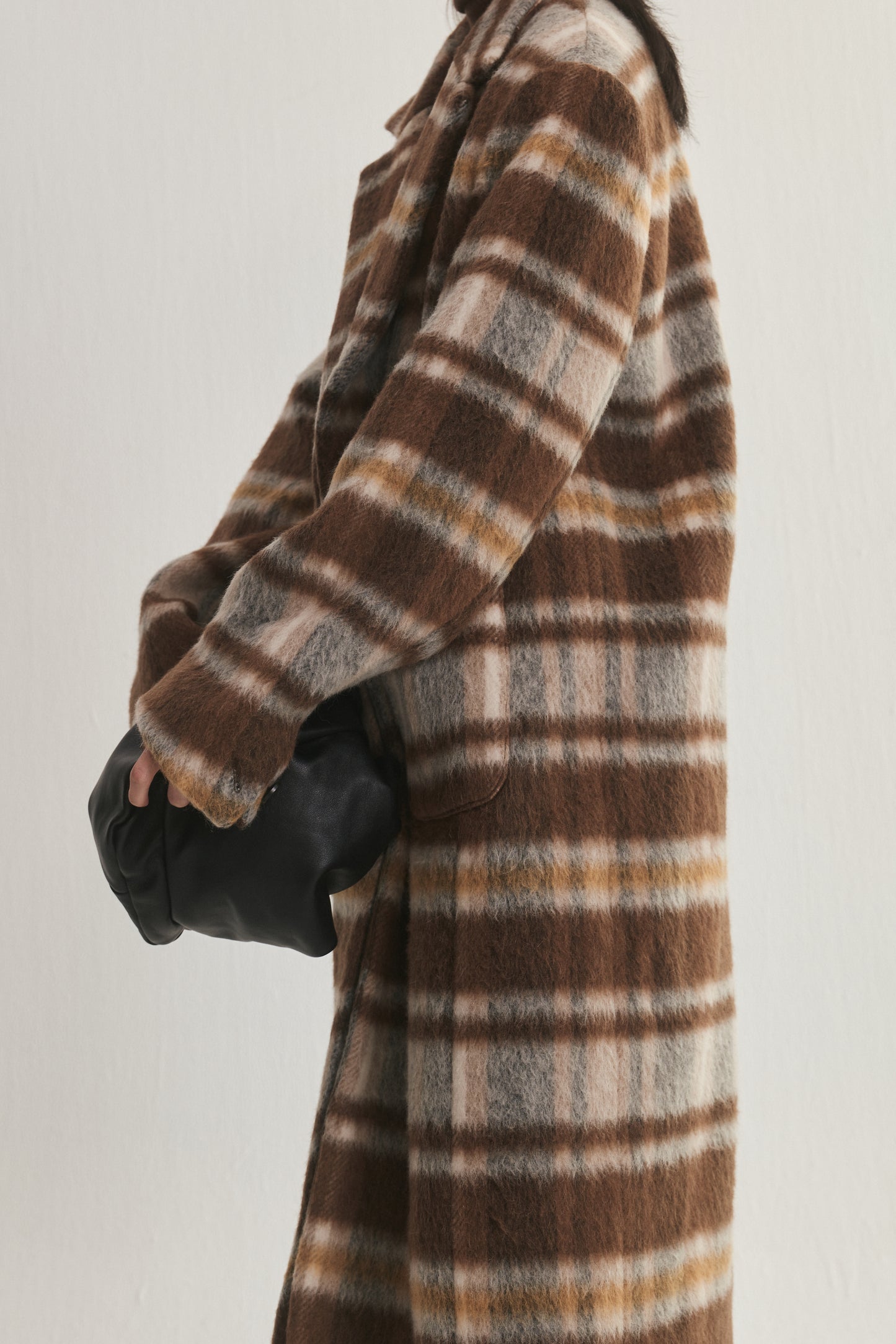 Wool-Blend Plaid Coat