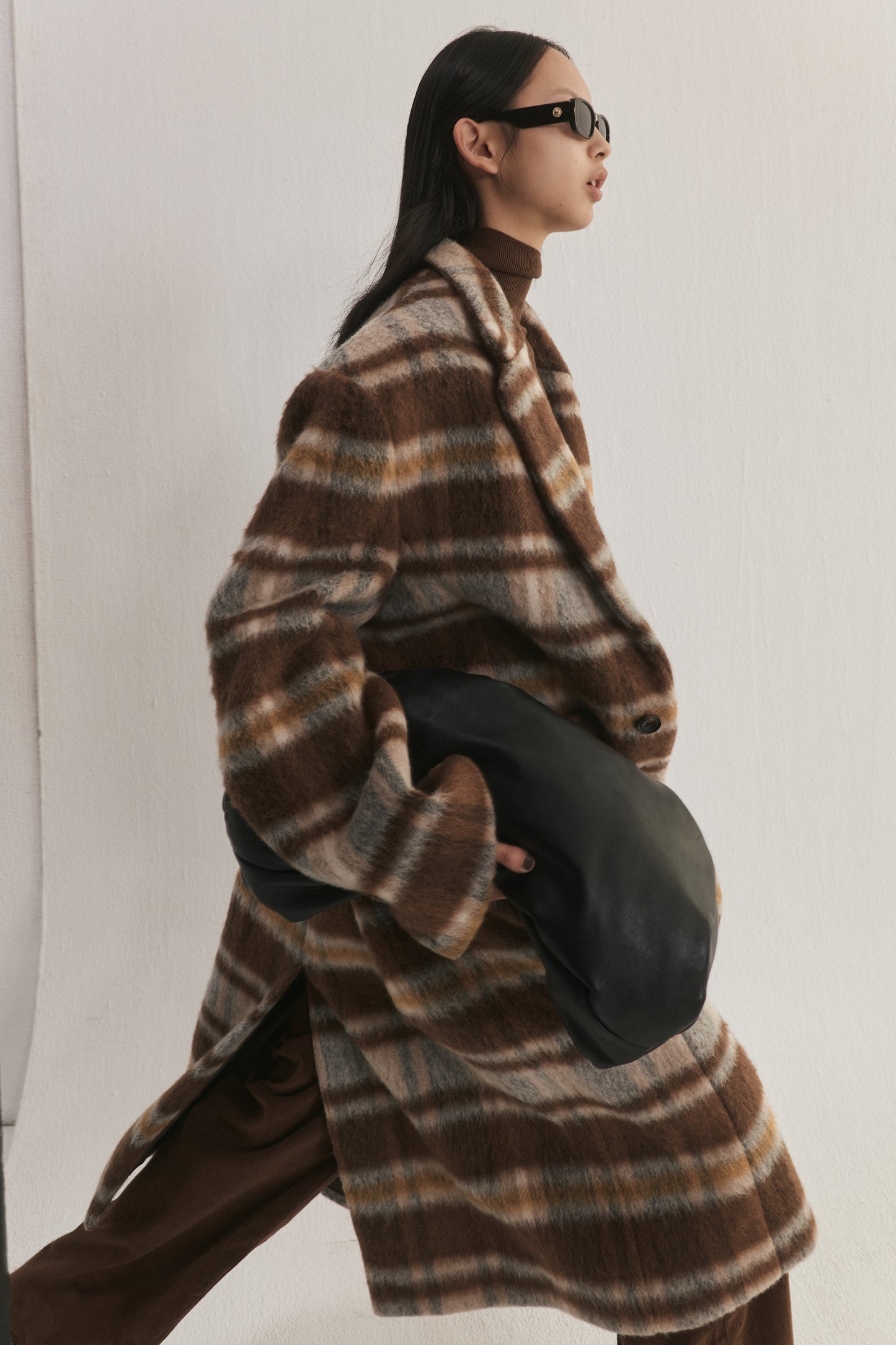 Wool-Blend Plaid Coat