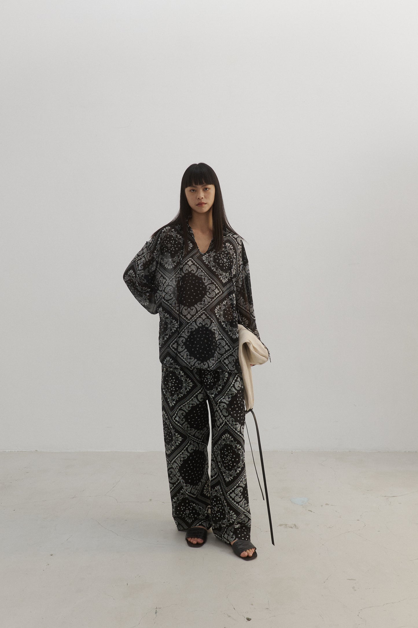 Printed Blouse & Cotton Pant Set