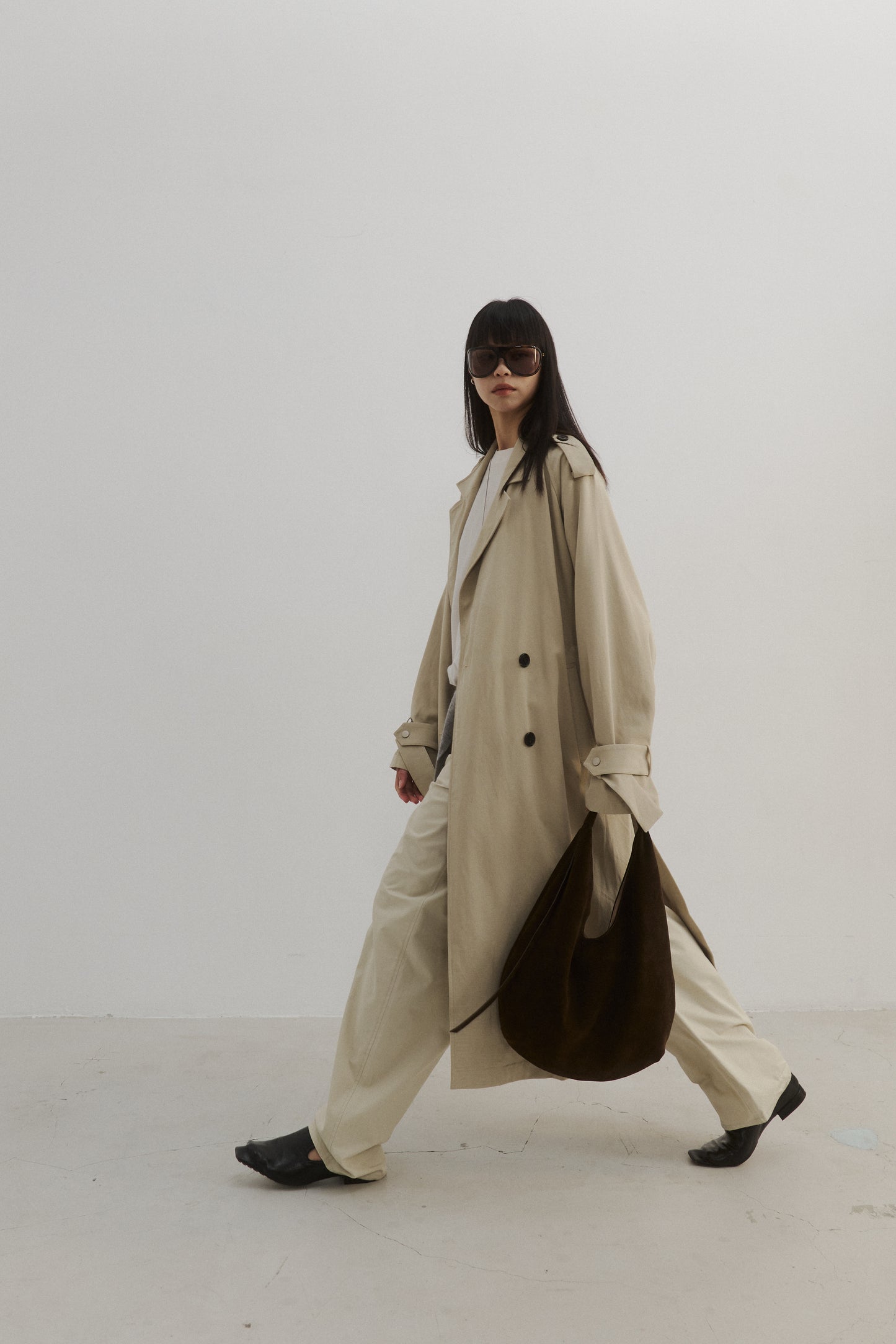 Timeless Double-Breasted Long Trench