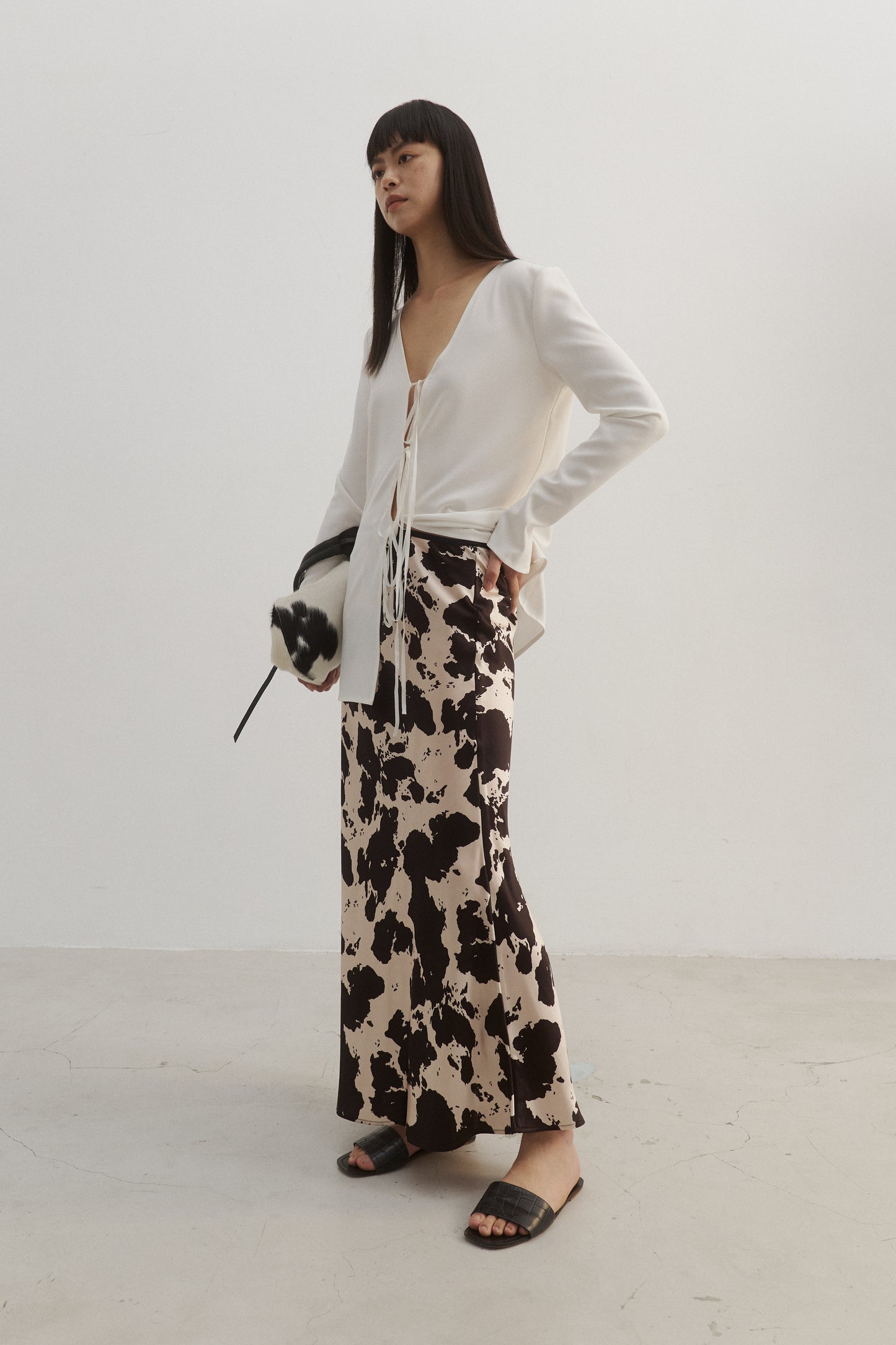 Cow Print Midi Skirt