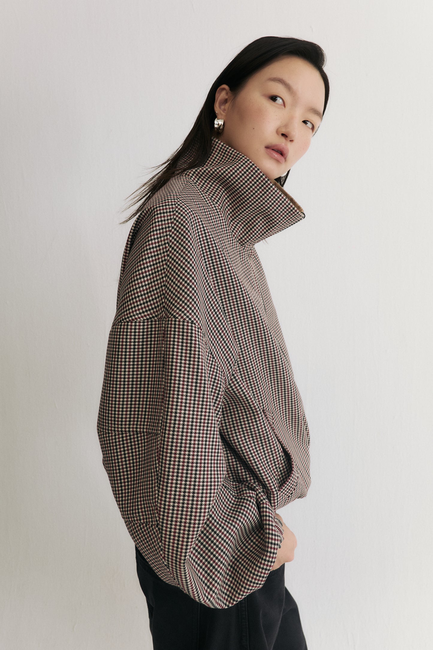 雙生女主千鳥格雙面夾克