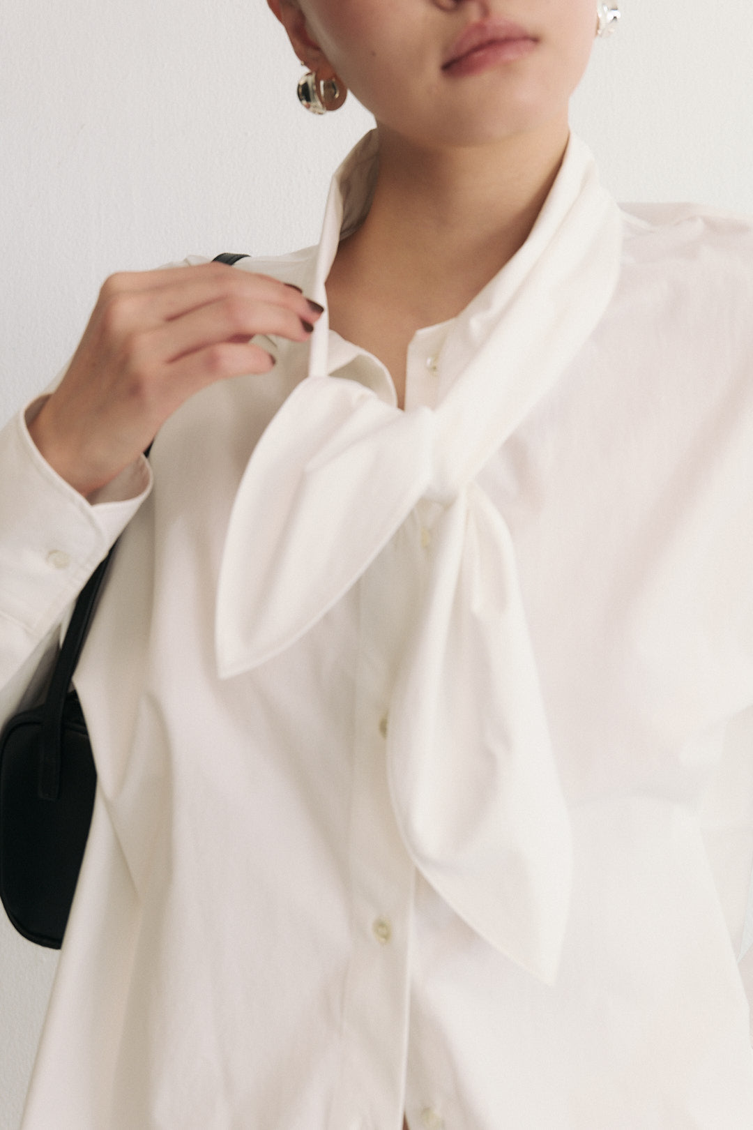 Moonlight Knot-Collar Cotton Shirt
