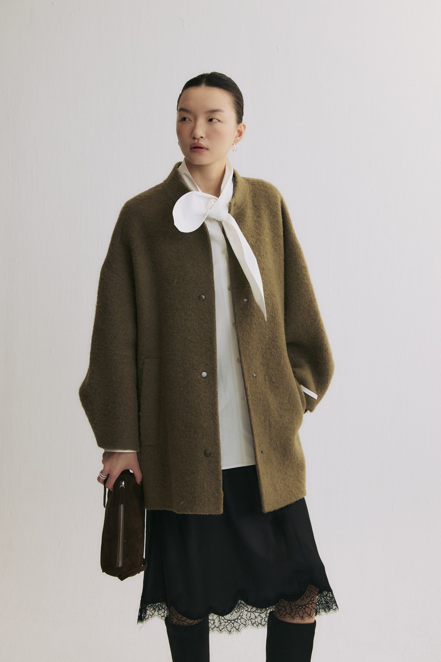 Moonlight Knot-Collar Cotton Shirt