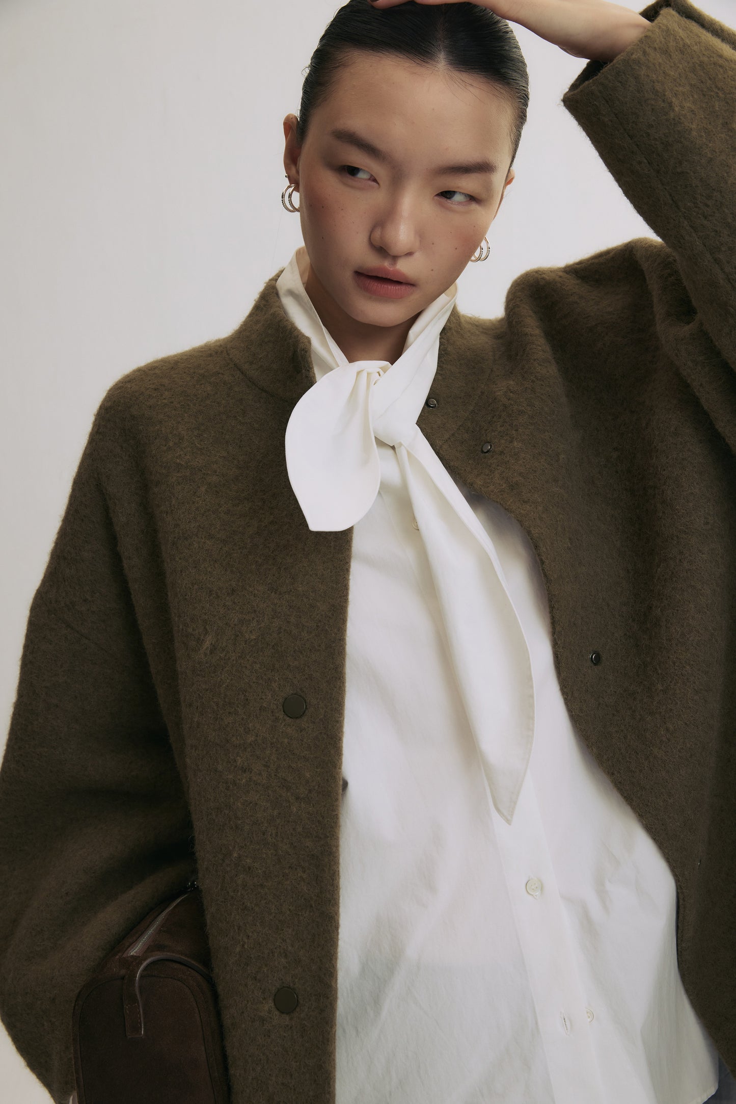 Moonlight Knot-Collar Cotton Shirt