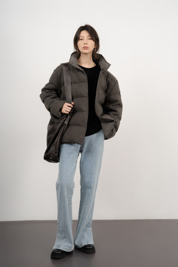 Funnel-Neck Wool Jacket