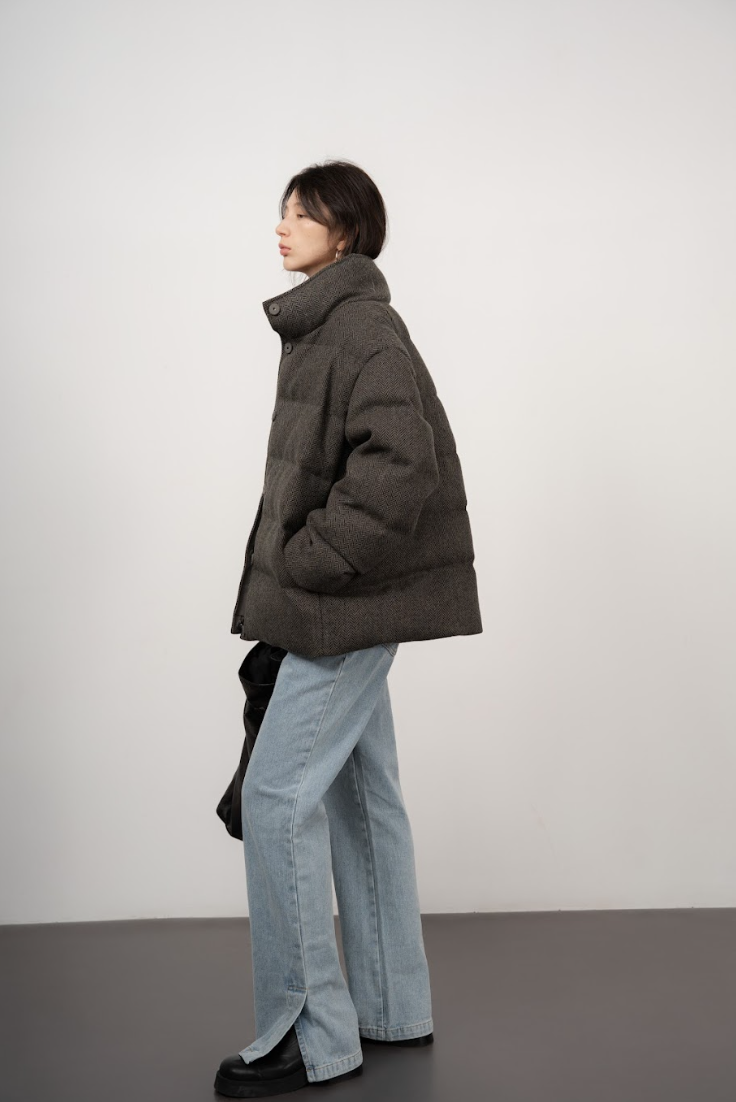 Funnel-Neck Wool Jacket