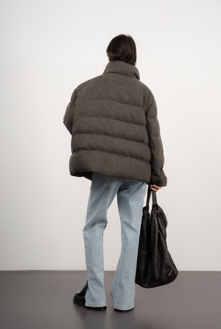 Funnel-Neck Wool Jacket