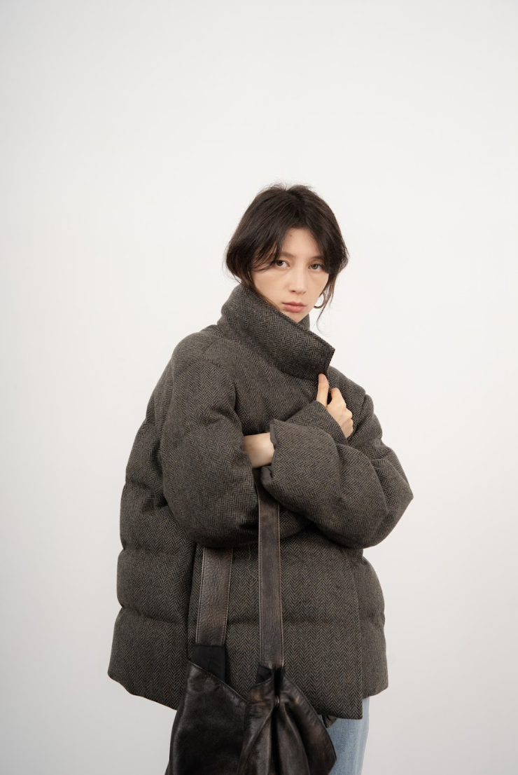 Funnel-Neck Wool Jacket