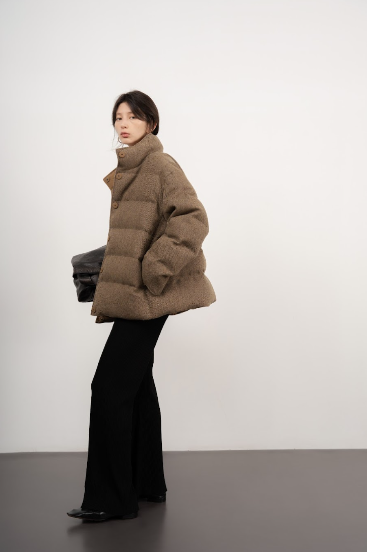 Funnel-Neck Wool Jacket