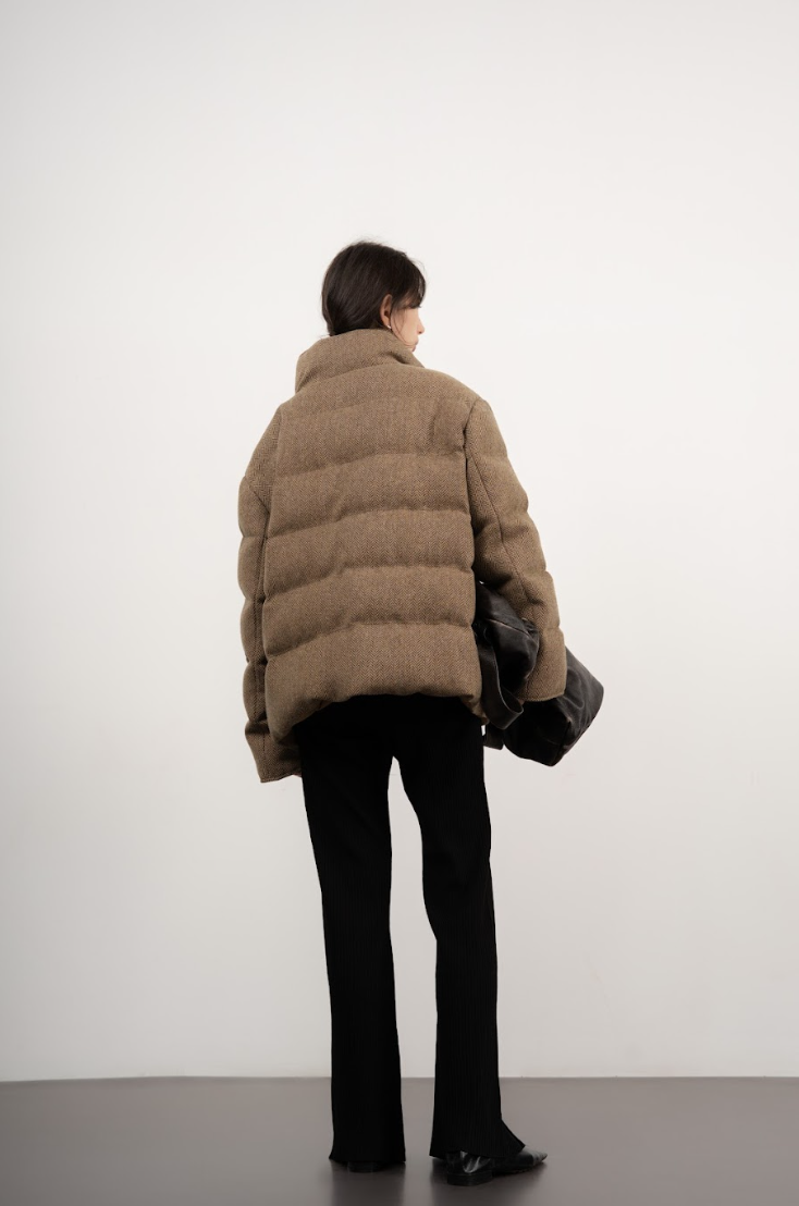 Funnel-Neck Wool Jacket