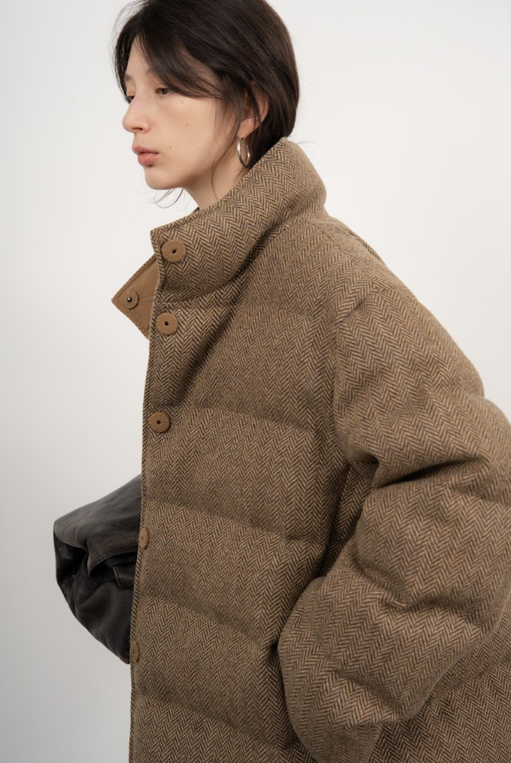 Funnel-Neck Wool Jacket