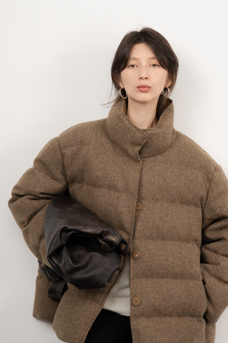Funnel-Neck Wool Jacket