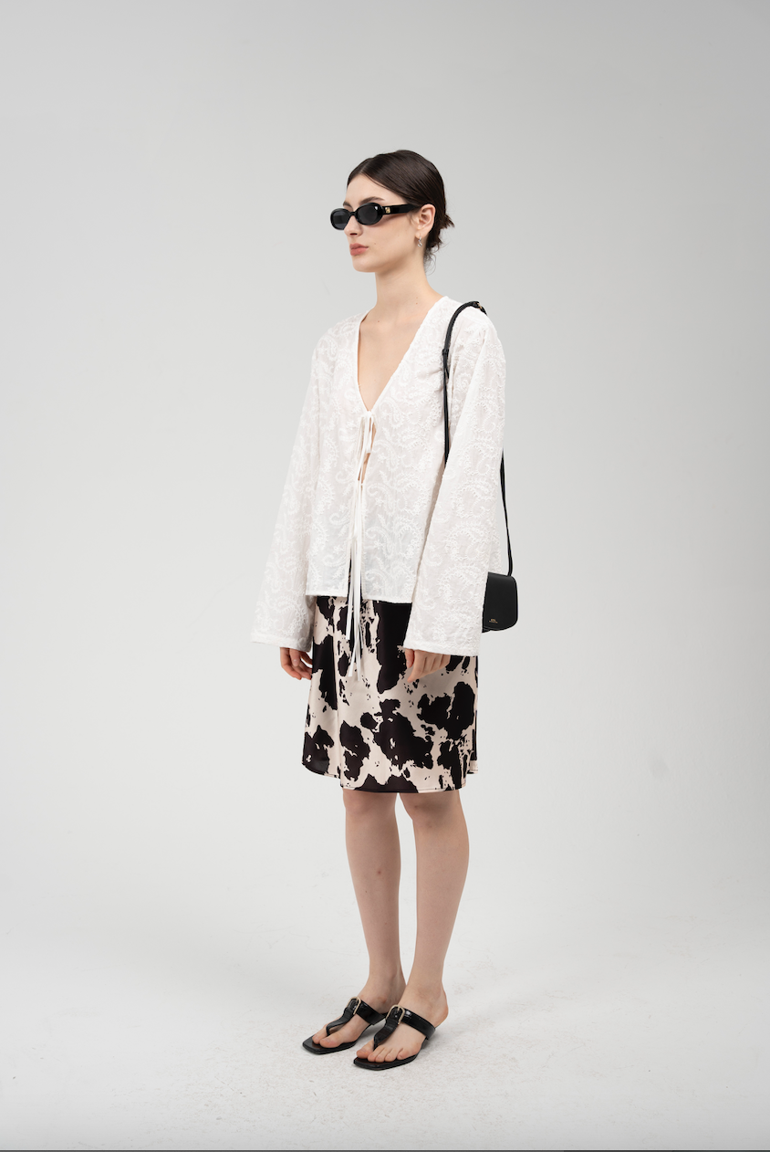Lace appliqué blouse
