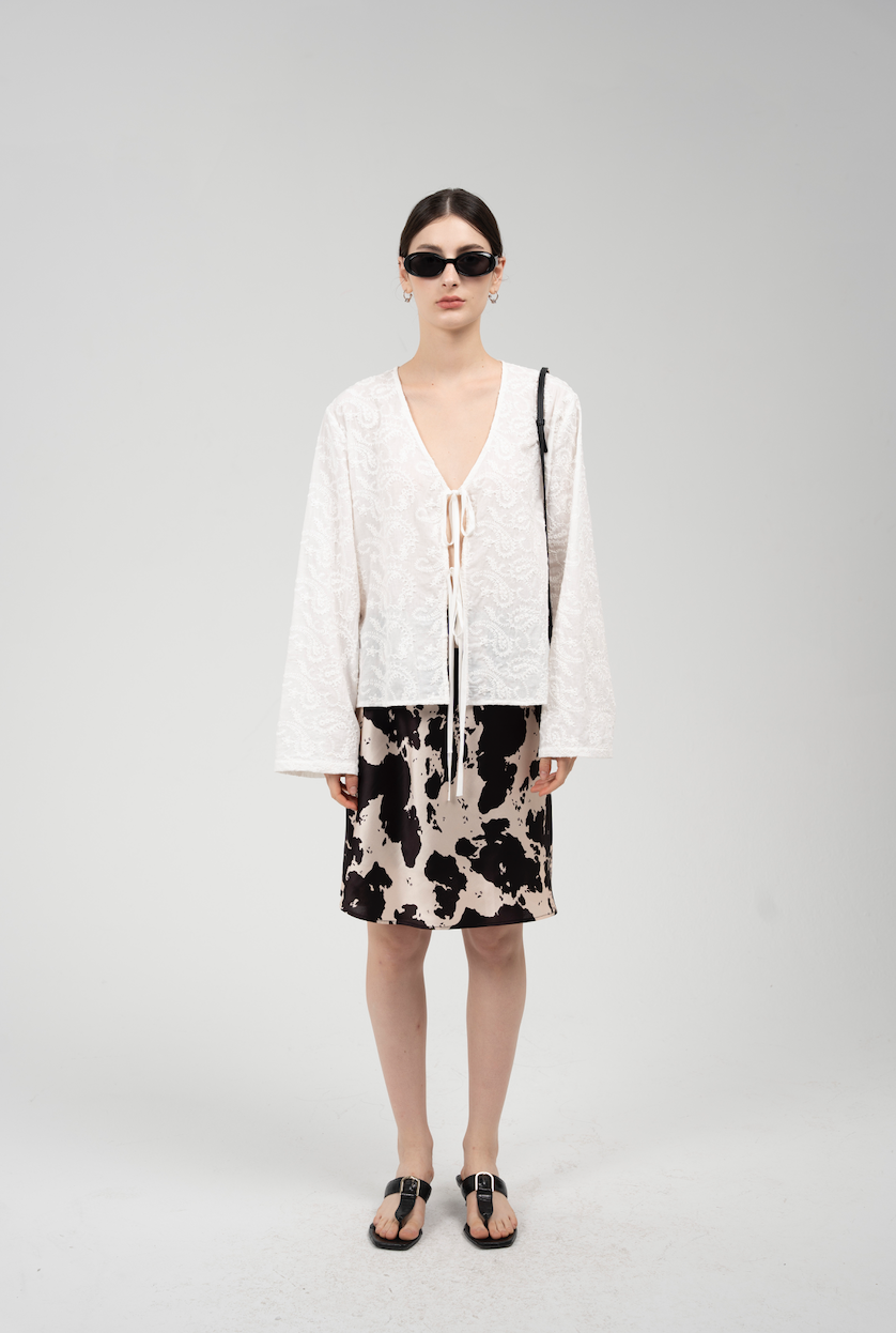 Lace appliqué blouse