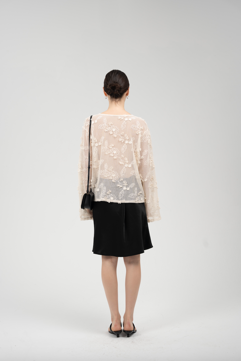Lace appliqué blouse