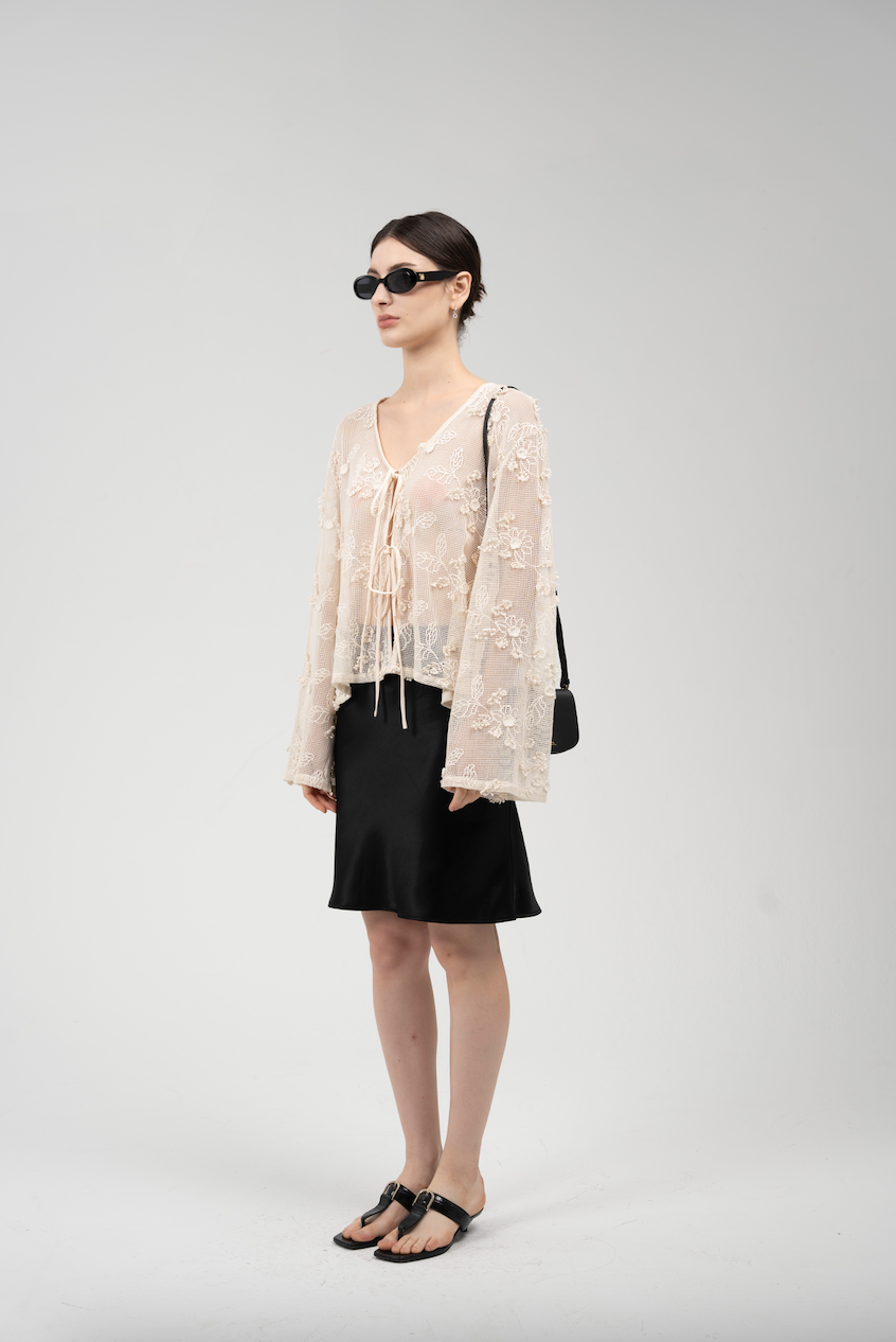 Lace appliqué blouse