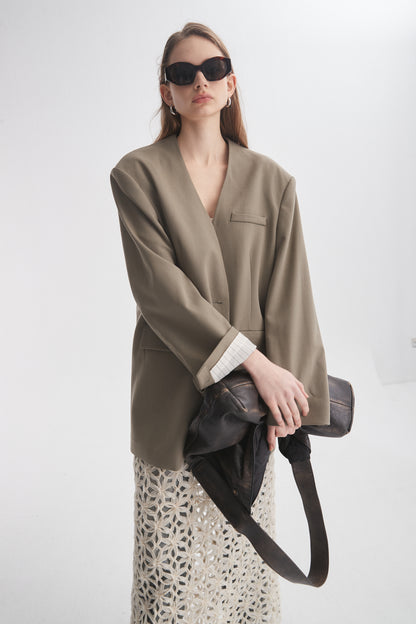 Collarless Boyfriend Blazer