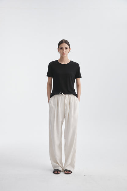 Linen-Blend Pull-On Pants