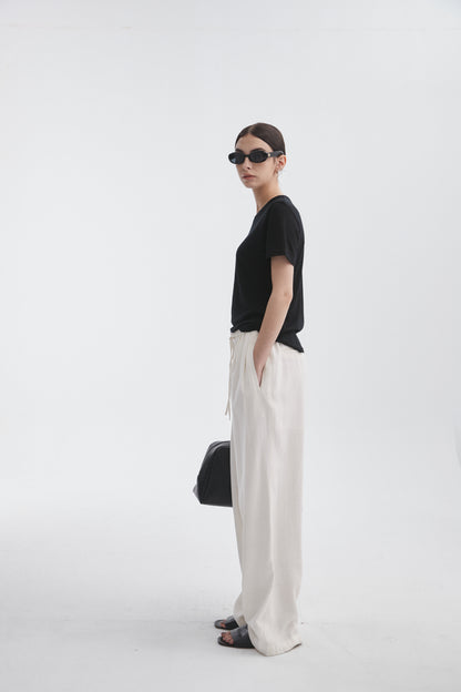 Linen-Blend Pull-On Pants