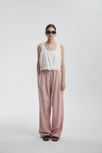 Linen-Blend Pull-On Pants