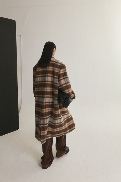 Wool-Blend Plaid Coat