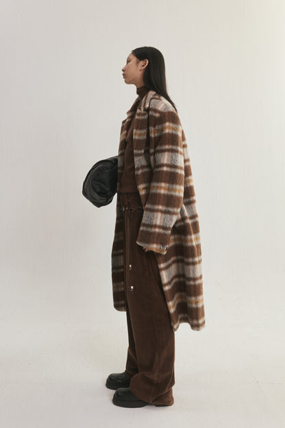 Wool-Blend Plaid Coat