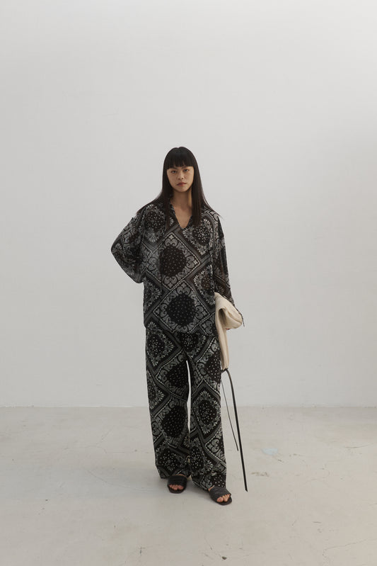 Printed Blouse & Cotton Pant Set