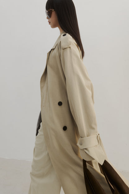 Timeless Double-Breasted Long Trench