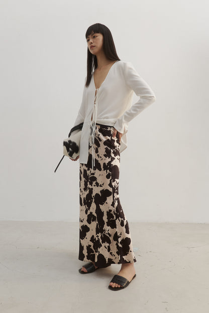 Cow Print Midi Skirt