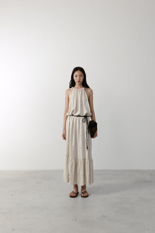 Wabi-Sabi Floral Linen Dress