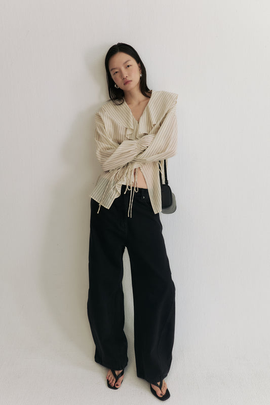 Lustrous Romantic Ruffle Blouse