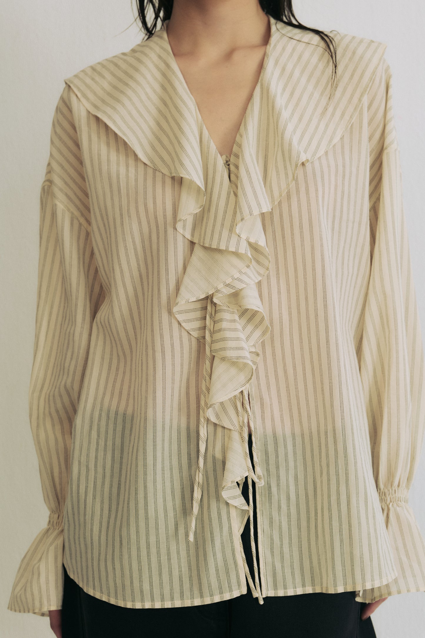 Lustrous Romantic Ruffle Blouse
