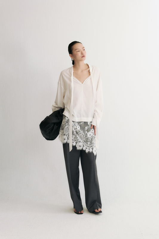 Layered Muse Lace-Paneled Shirt Dress