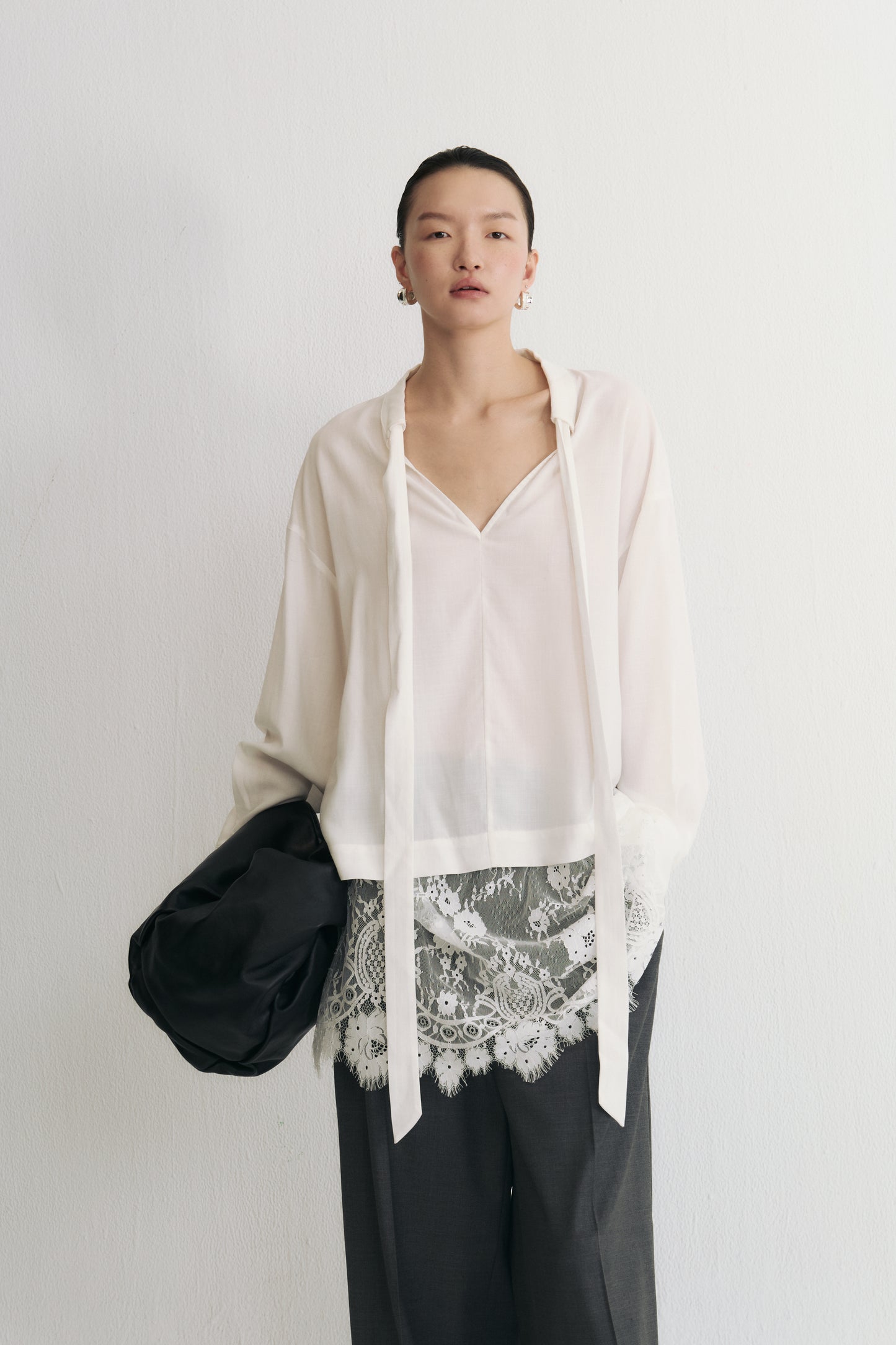 Layered Muse Lace-Paneled Shirt Dress