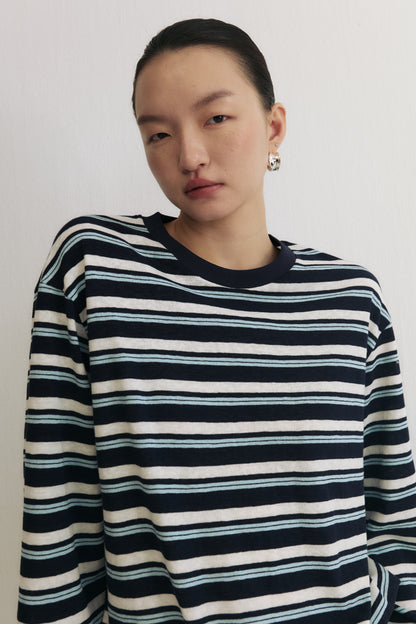 慵懶日常條紋 Tee