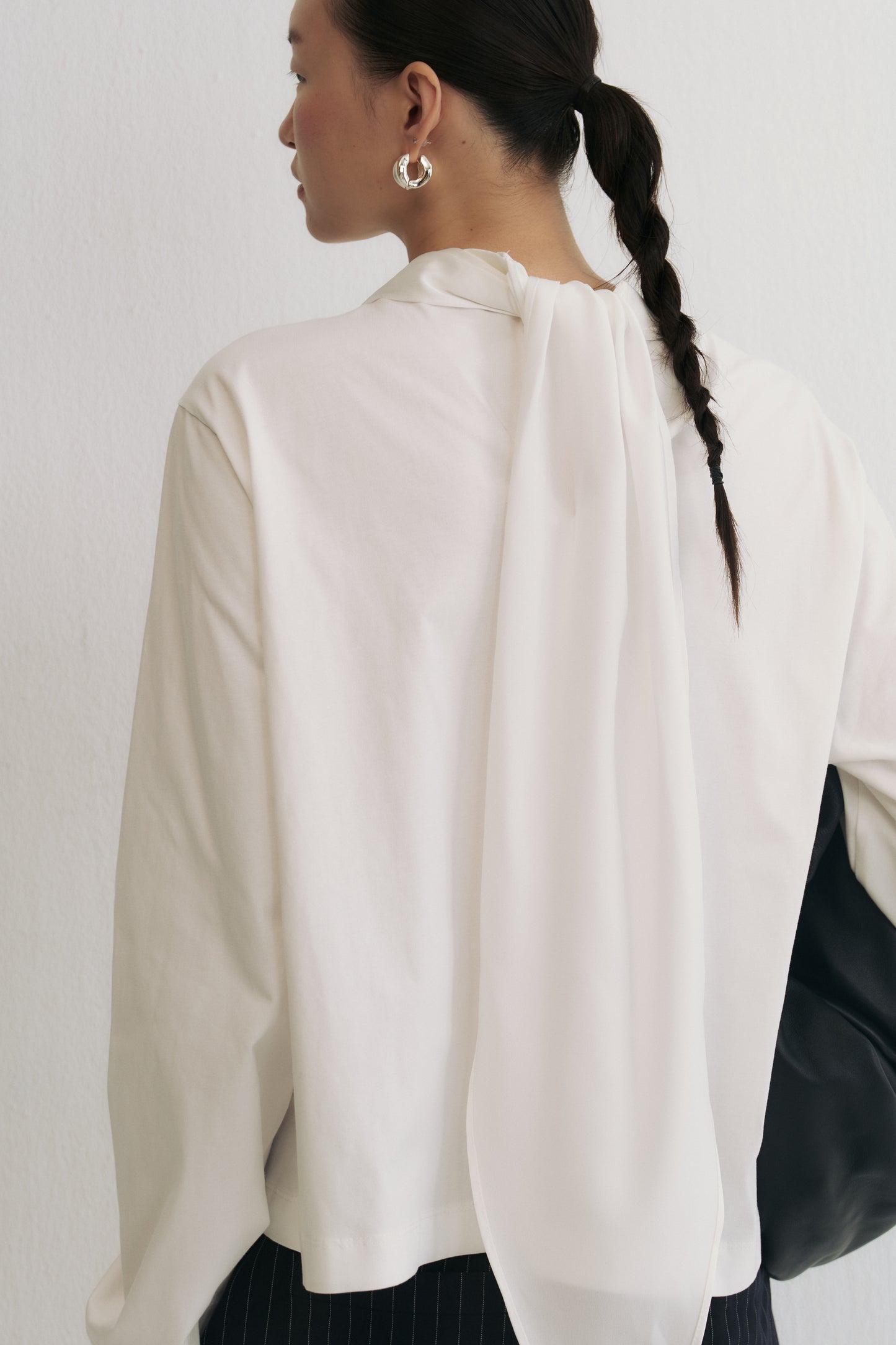 Draped Tie Long Sleeve Top