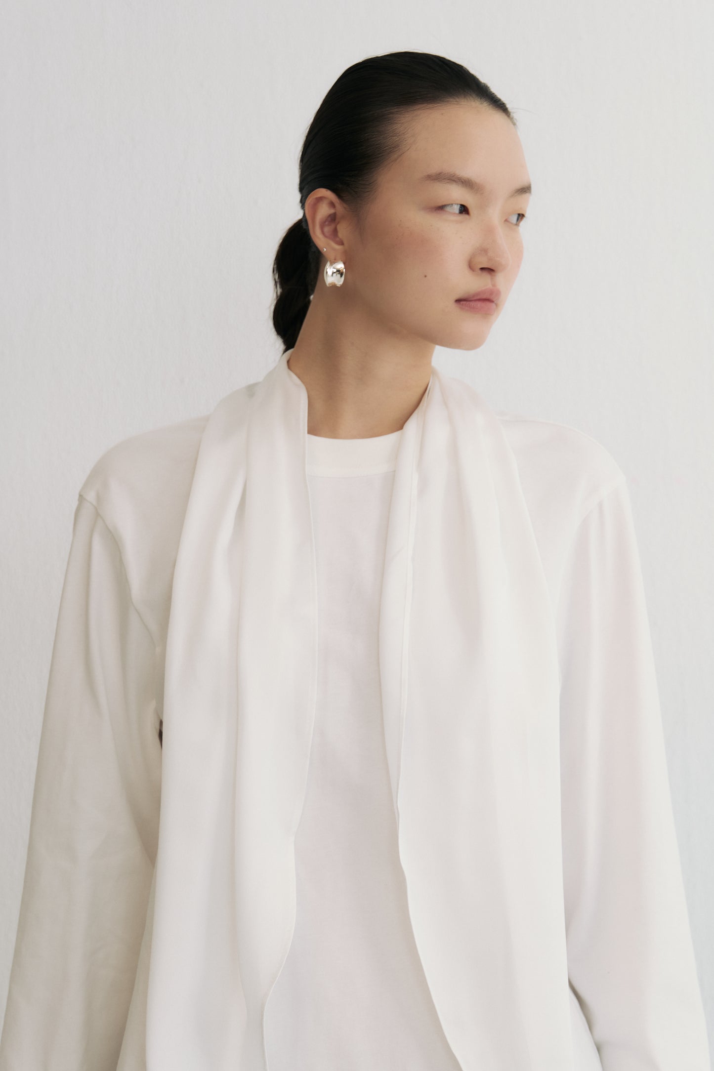 Draped Tie Long Sleeve Top