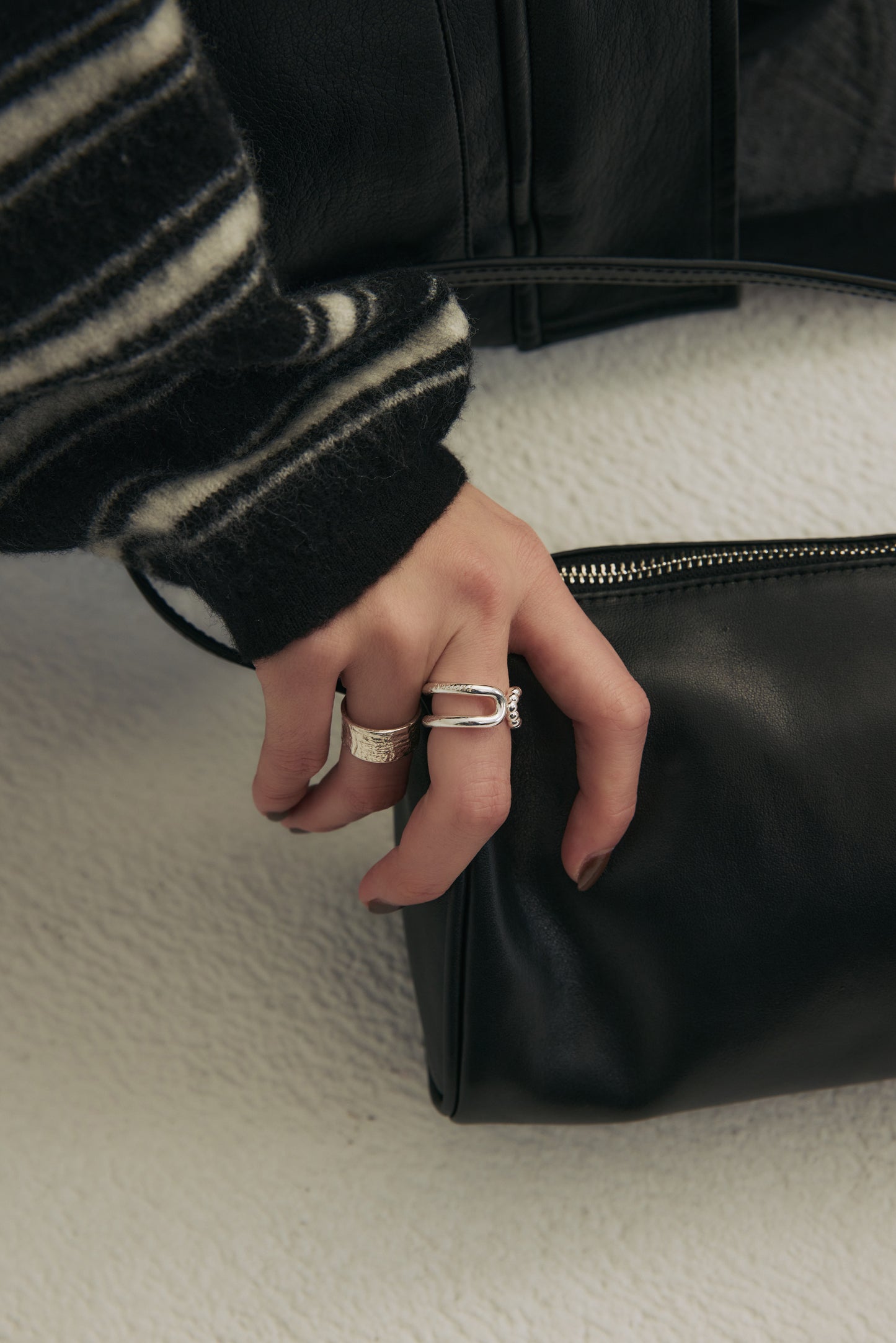 LINE Layered Micro-Bead Open Ring