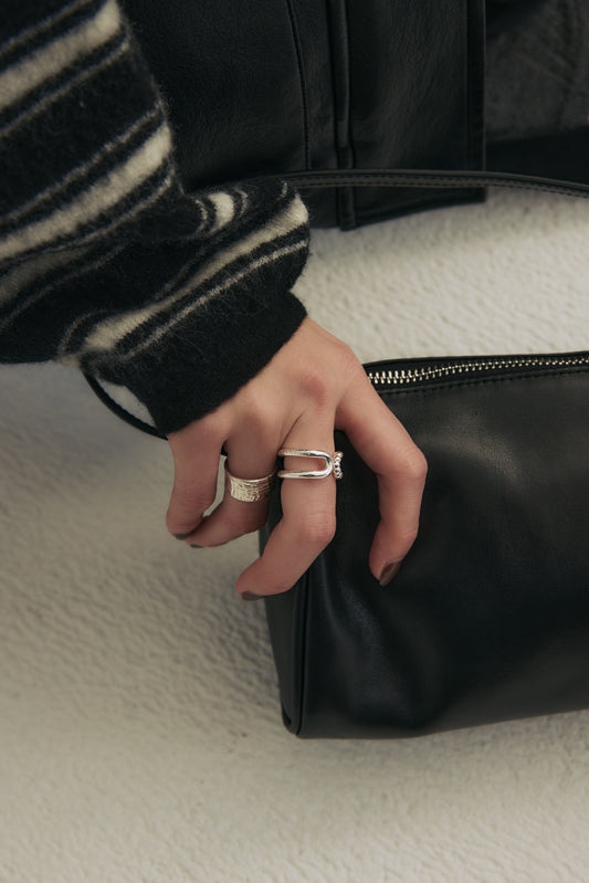 LINE Layered Micro-Bead Open Ring