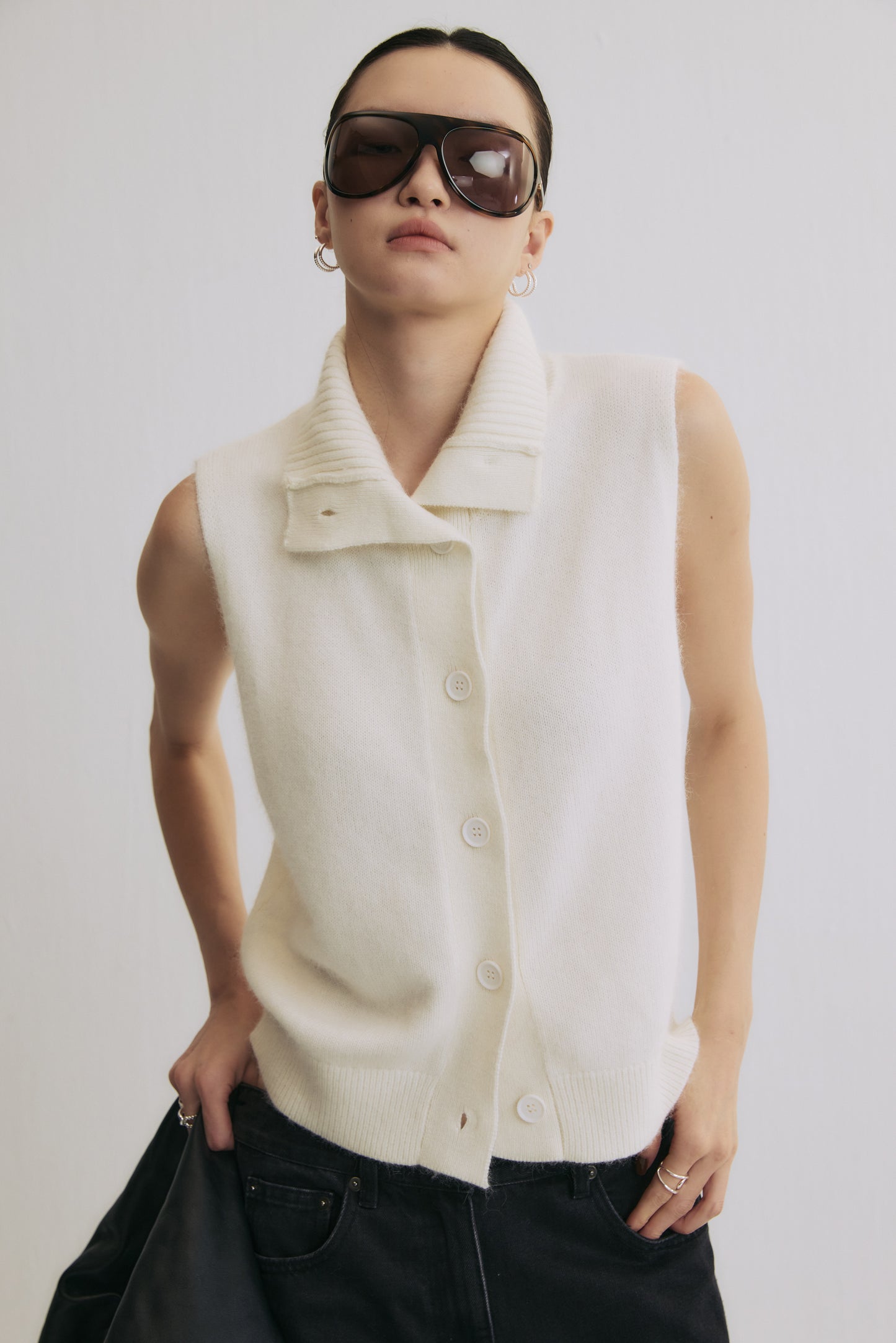 Wool-Blend Cardigan Vest
