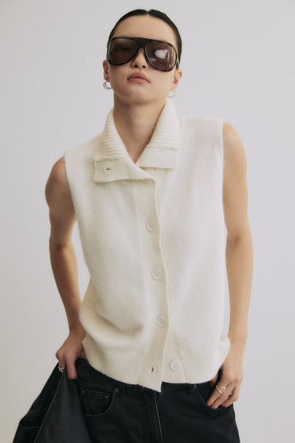 Wool-Blend Cardigan Vest