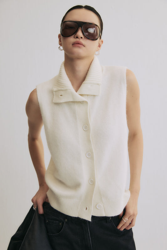 Wool-Blend Cardigan Vest
