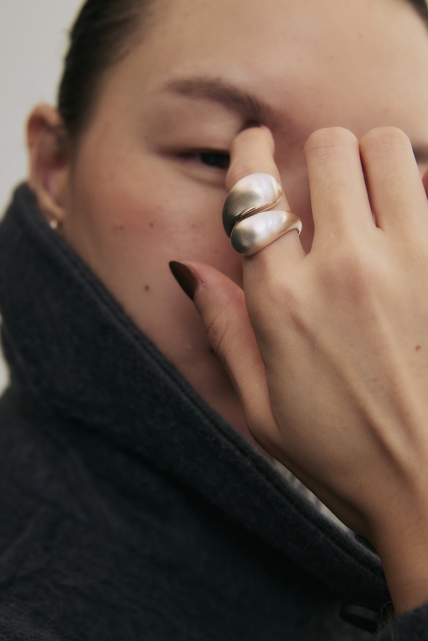FORM Brushed Drop Open Ring